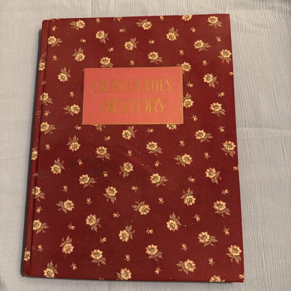 Vintage Our Family Story Floral Fabric Hardcover‎ Record Notebook 1981 Unused